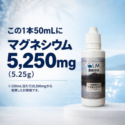 GLM濃縮溶液 50mL 高濃度マグネシウム 5250mg 液体 サプリ ミネラル濃縮液 塩化マグネシウム グレイトソルトレイク